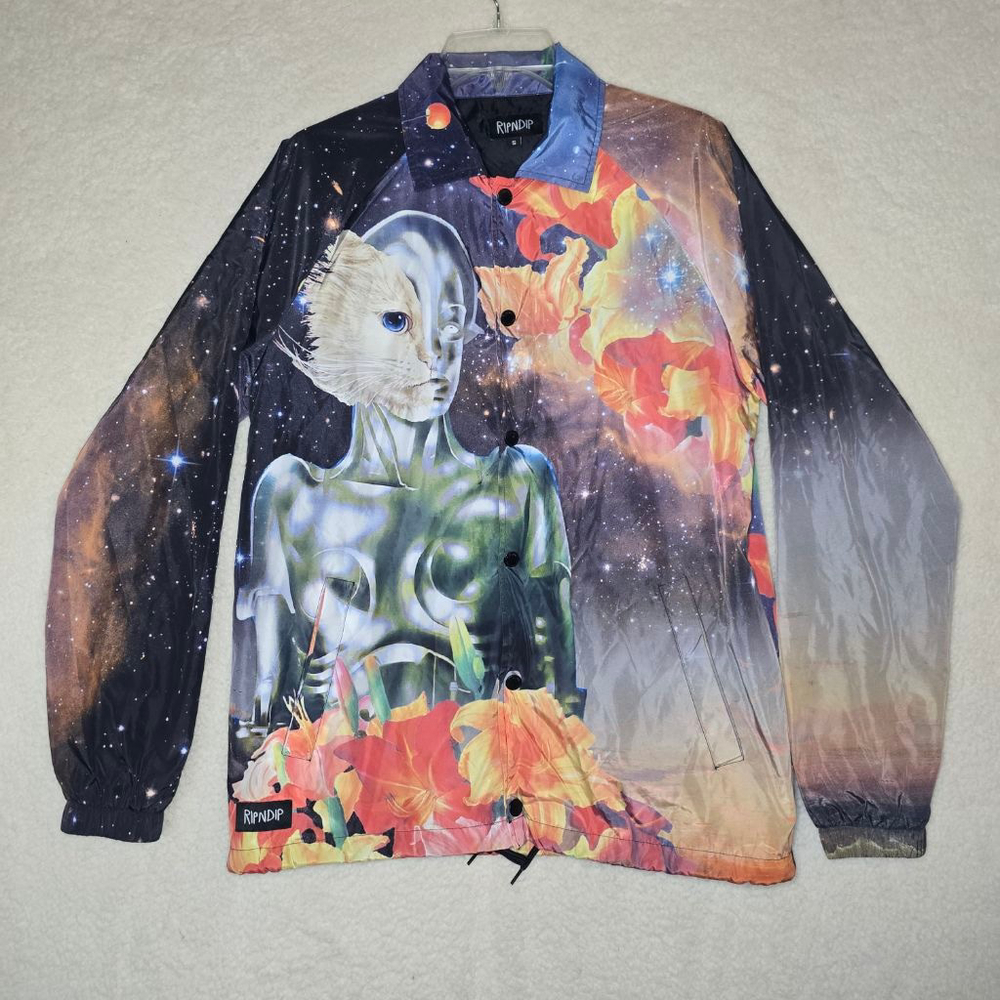 Men's RIPNDIP Lightweight Jacket S Black Orange Galaxy Print